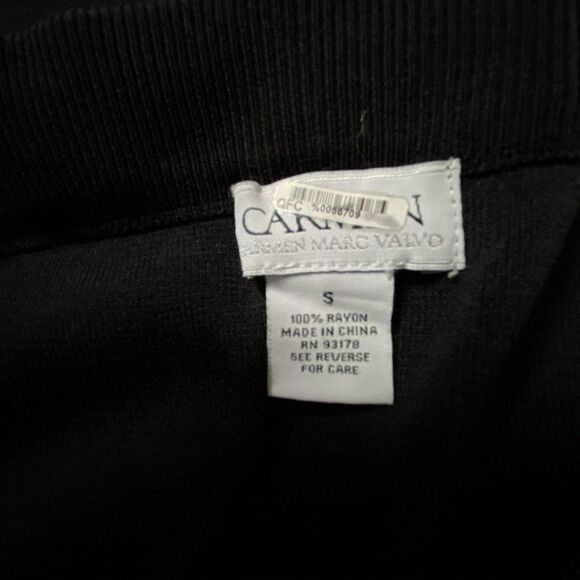 Carmen Marc Valvo Black Midi Skirt Rayon Knit Pull-On 11" Side Vent Sz Small - Picture 2 of 3